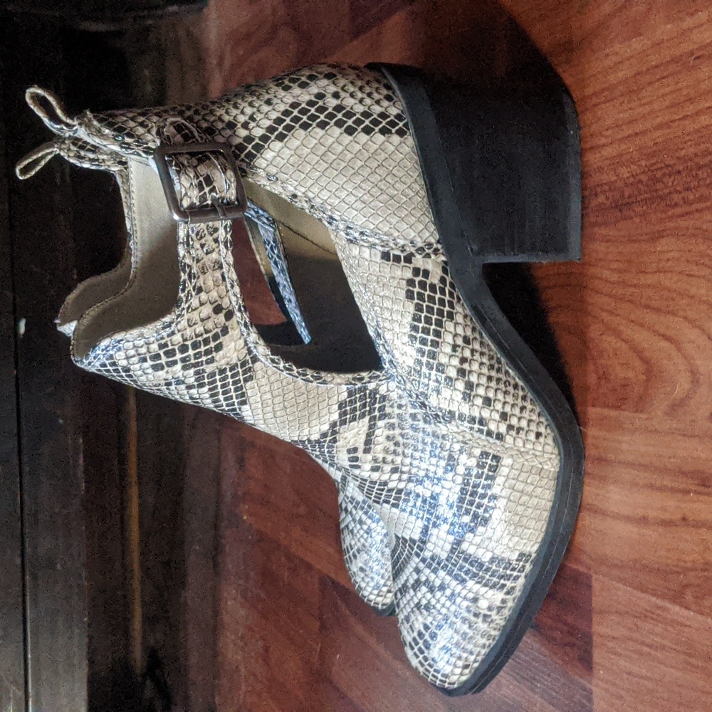MIA Snakeskin Buckle Ankle Boots